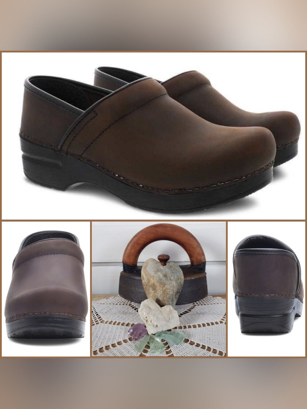 WiDE Dansko Pro Clog Antique Oiled Brown Distressed Cottage Boho Prairie Neutral